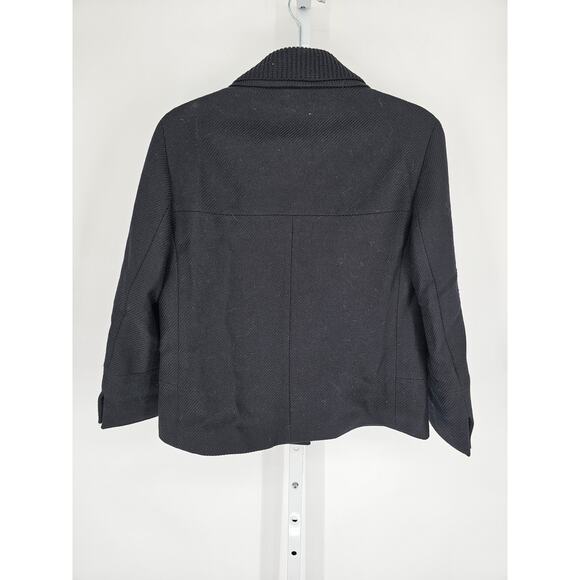 Akris Punto Black Moto Style Jacket Size 8 Zip Up 100% Wool - Picture 5 of 5